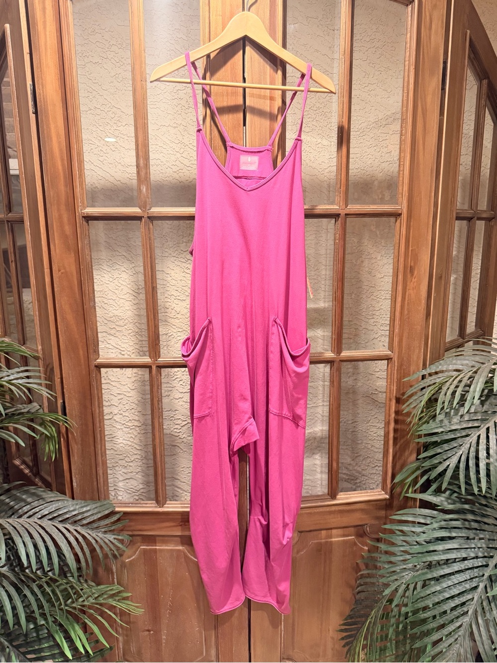 Free People Hot Pink Relaxed Jumpsuit with Pockets